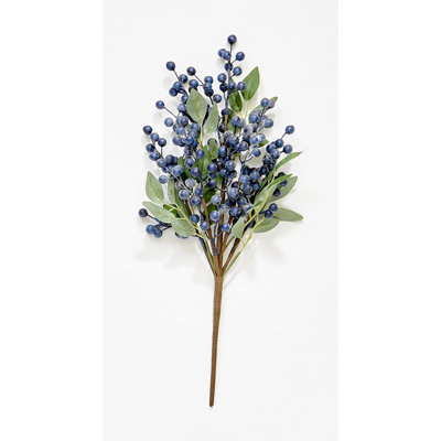 21" Artificial Blueberries and Green Leaves Spray, Set of 2