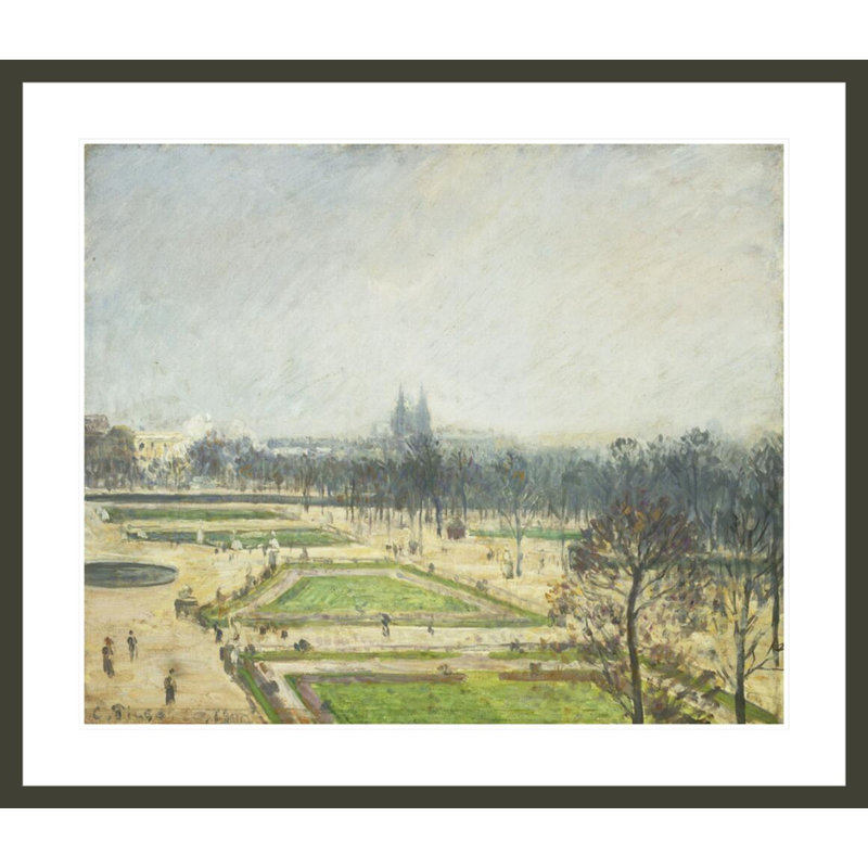 «The Tuileries Ponds Mist» par Camille Pissarro, impression giclée sur cadre, H 33,5 po x l 38,82 po