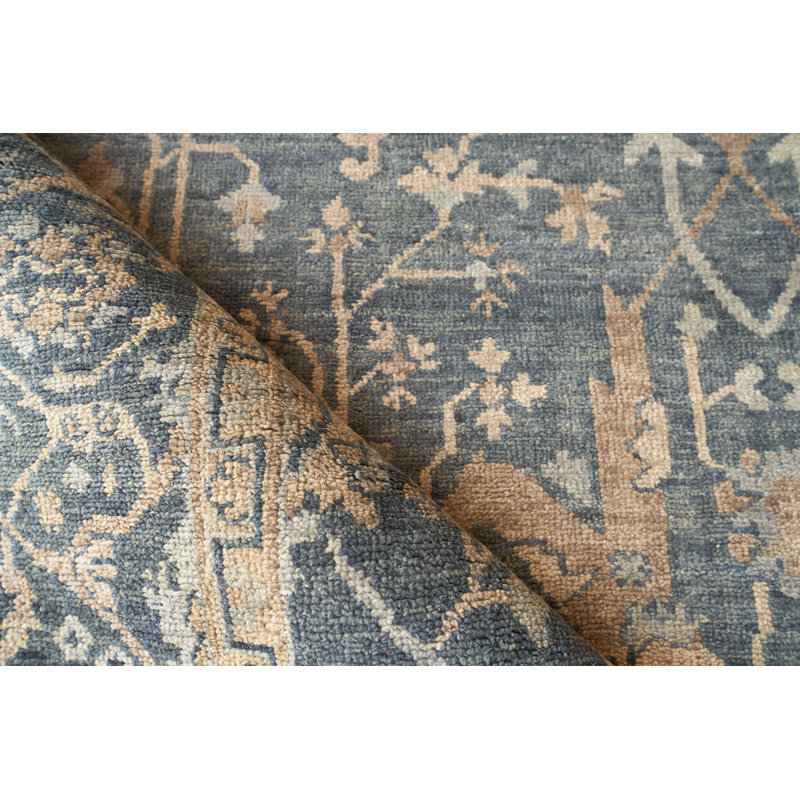 Antique Weave Oushak Oriental Hand Knotted Wool Blue/Beige Area Rug, Rectangle 8' x 10'
