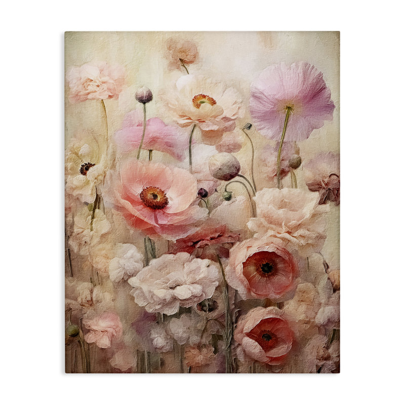 «Pink Flower Garden», art mural sur toile par RileyB, H 40 po x l 30 po