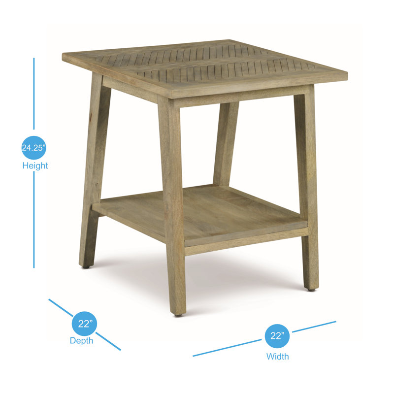 Table de bout en bois massif avec rangement Shreffler