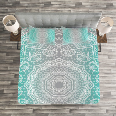 Arabella Grey/Mint Microfibre Bedspread