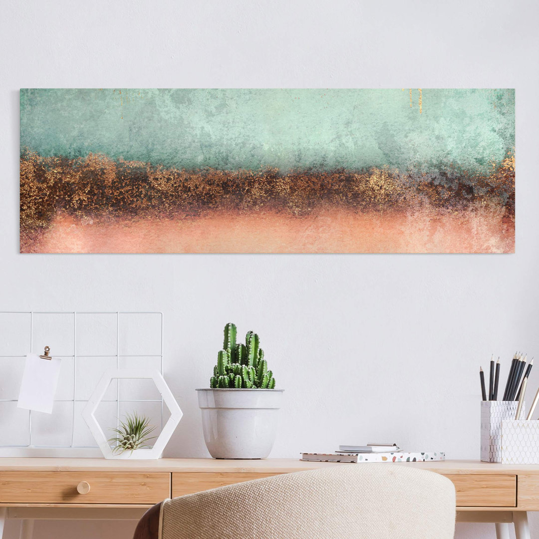 Leinwandbild Pastell Sommer mit Gold von Elisabeth Fredriksson