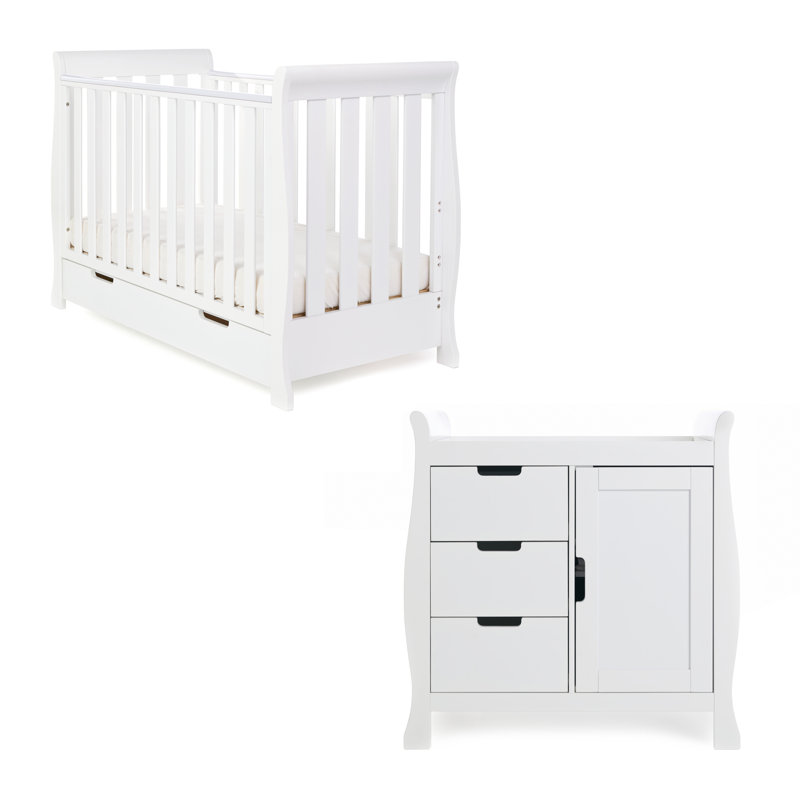 Stamford Mini Cot Bed 2-Piece Nursery Furniture Set, White