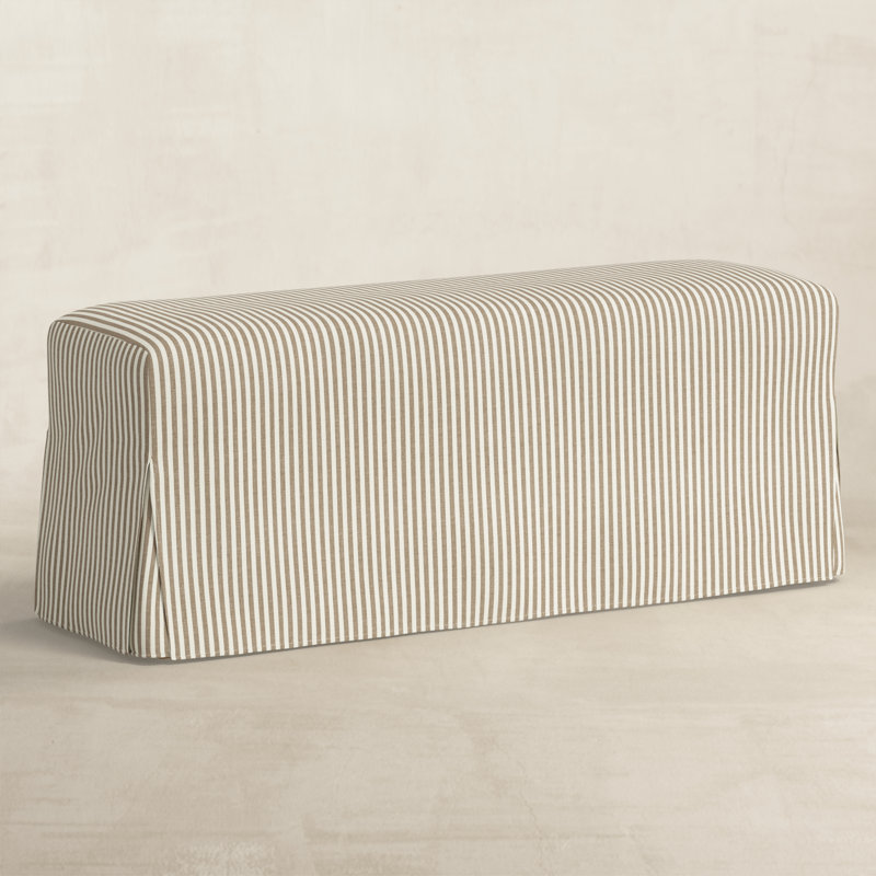 Andrea Slipcover Dining Bench, Burlap Striped