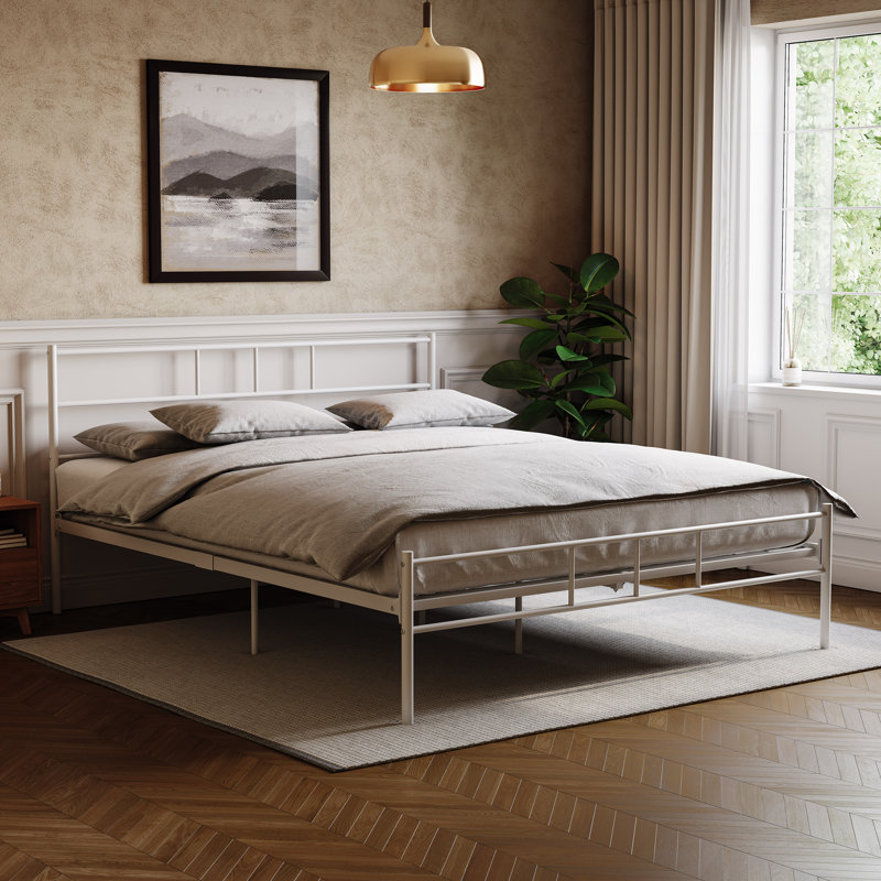 Dorset Metal Bed With Metal Slats & Centre Support Legs, Double (4'6), White