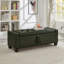 Banc avec repose-pieds 48 po avec rangement, banc pour chambre à coucher, salon, couloir, repose-pieds capitonné en similicuir capitonné vert foncé