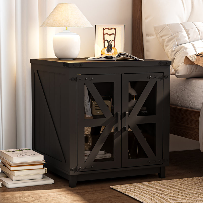 Table de bout avec station de charge, Plateau noir / base noire