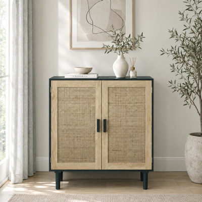 Armoire de rangement en rotin de 31,5 po à 2 portes avec portes magnétiques