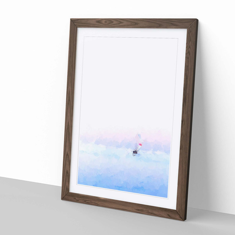 Sailboat upon the Ocean in Abstract - Picture Frame Graphic Art Print, Walnut, 50cm H x 35cm W x 2cm D