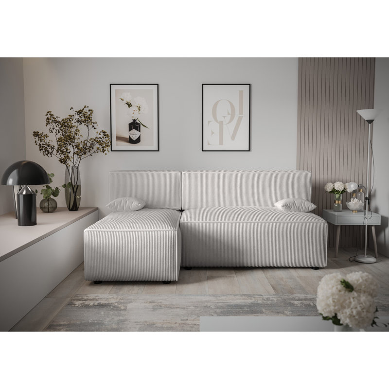 Bertwald 3 Seater Corner Sofa , Left -sided, White