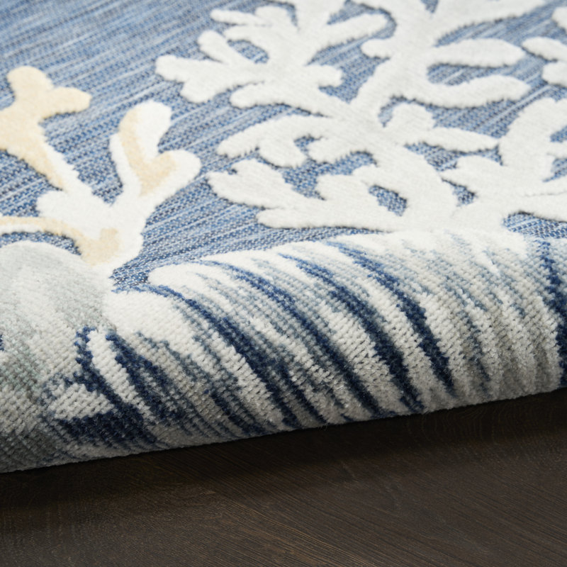  Suncoast 9' x 12' Denim Multicolor Coastal, Nautical & Beach Rug, Rectangle 9' x 12', Denim Multicolor