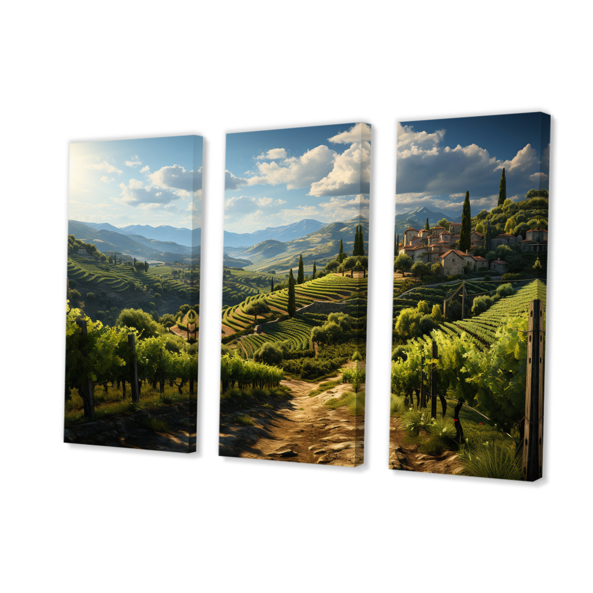 Millwood Pines Green Vineyard Majestic Provence On Canvas 3 Pieces ...