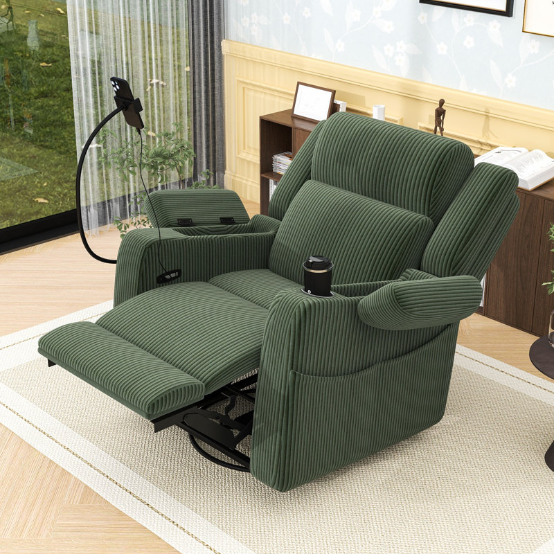 Fauteuil inclinable électrique Corduroy, Vert