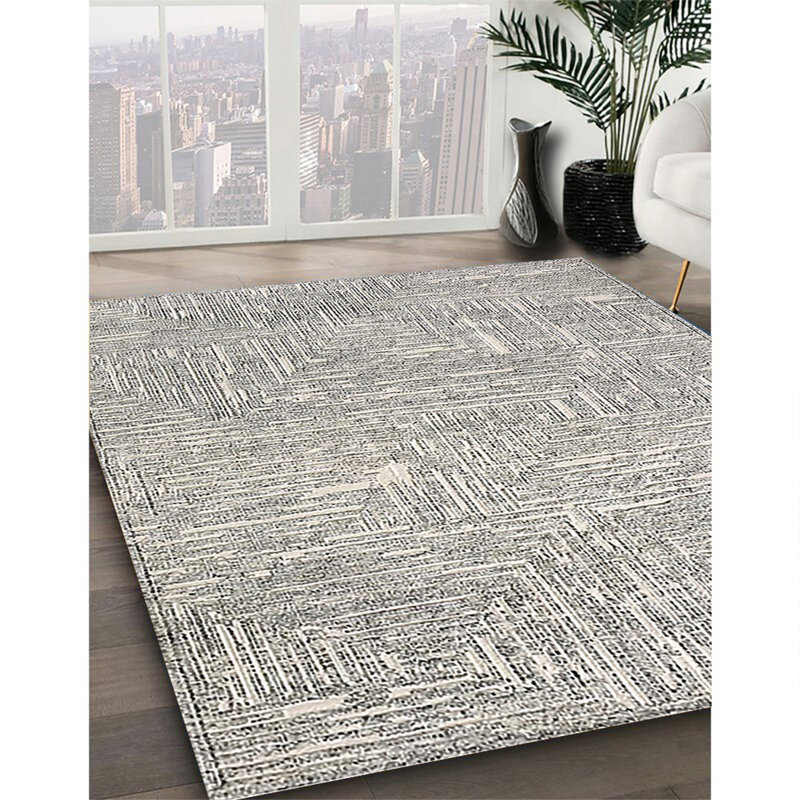 Tapis 100% moderne de style Mid-Century lavable à la machine 100%, Rond 6 pi