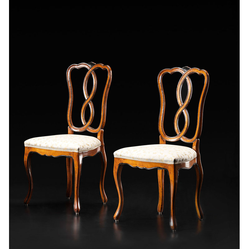 Queen Anne Back Side Chair in Beige/Brown