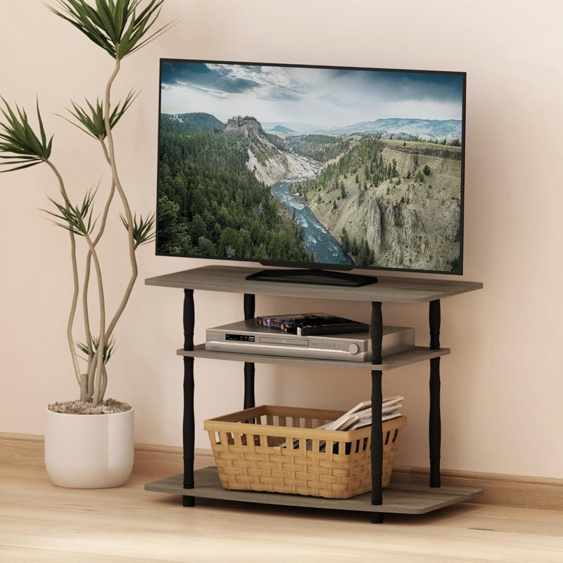 Meuble télé 3 niveaux, Chêne / gris / noir