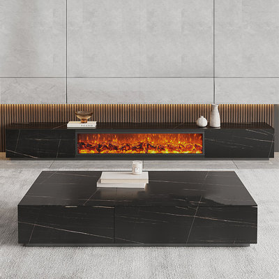Modern simple rock plate coffee table TV stand set