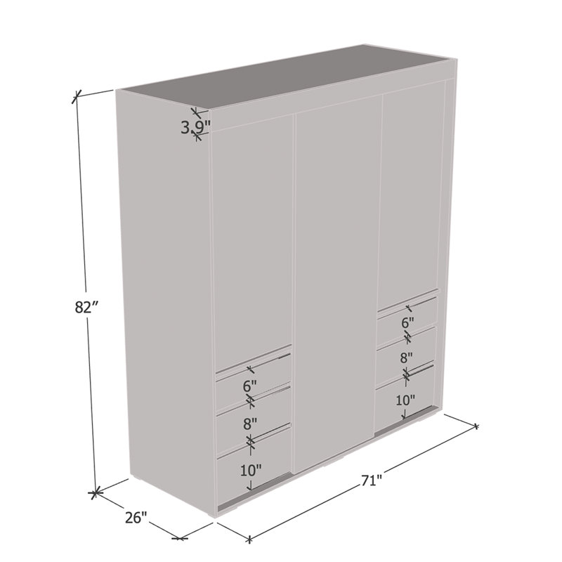 Armoire noire 71 "avec miroir Monaco 71", Noir, noir, noir, noir
