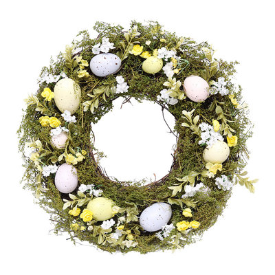 TRIXES Easter Wreath - Angelian - Seasonal Door Decoration with Pastel Eggs and Spring Florals