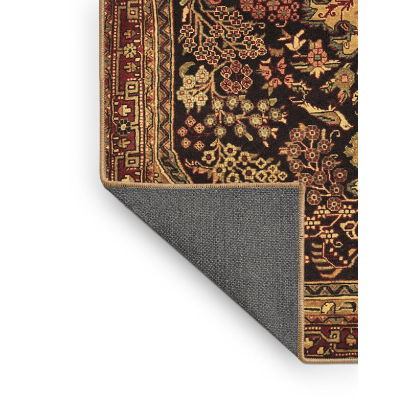Tapis oriental brun en laine et polyester tissé à la machine 2 pi x 3 pi Luitgard