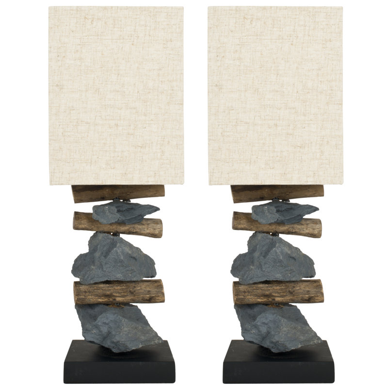Highlander Mini 19.7" H Table Lamp with Rectangular Shade, Lin