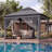 12 Ft. X 12 Ft. Pop Up Gazebo Canopy Tent with Mosquito Netting, One-Push Instant Setup, Height Adjustable Outdoor Canopy-128919888-128919889
