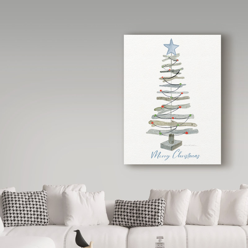 « côtier vacances tree iii red merry christmas », reproduction d’impression sur toile tendue, H 24 po x l 18 po x P 2 po