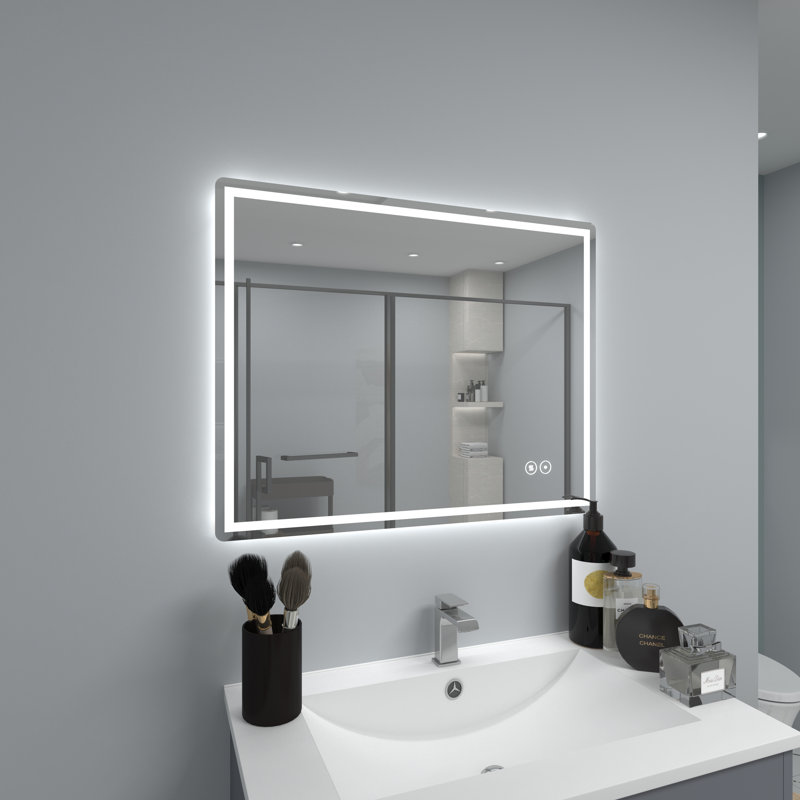 Jashayla Modern Frameless LED Light Bathroom Mirror Fog Free/Dimmable/Wall Mounted, 30" x 30", Square
