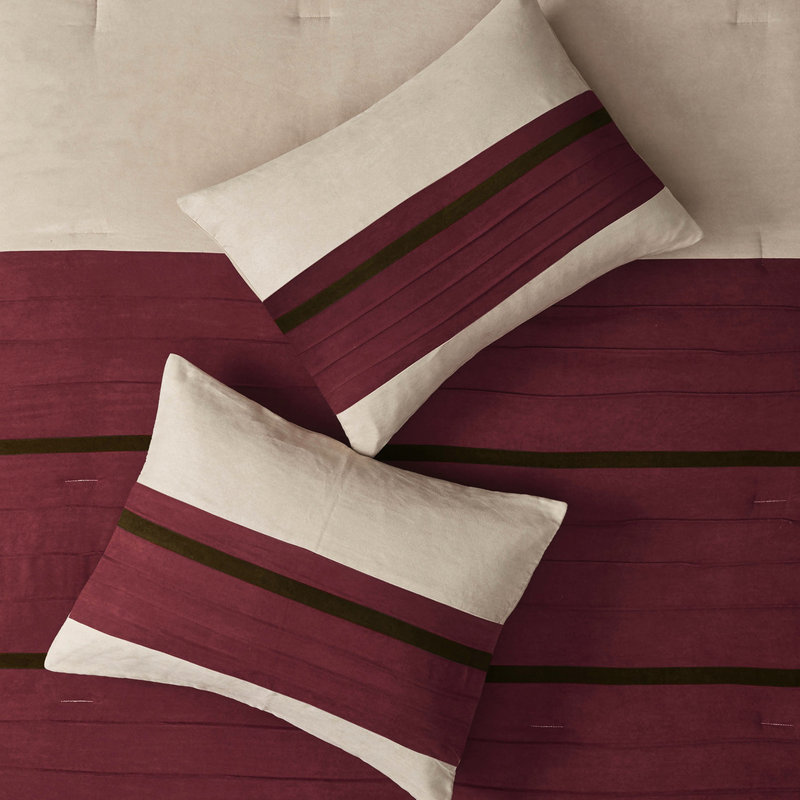 Couette Queen rouge - Ensemble de literie élégant 7 pièces en imitation suède avec coussins décoratifs - Facile d'entretien - Lavable et repassable