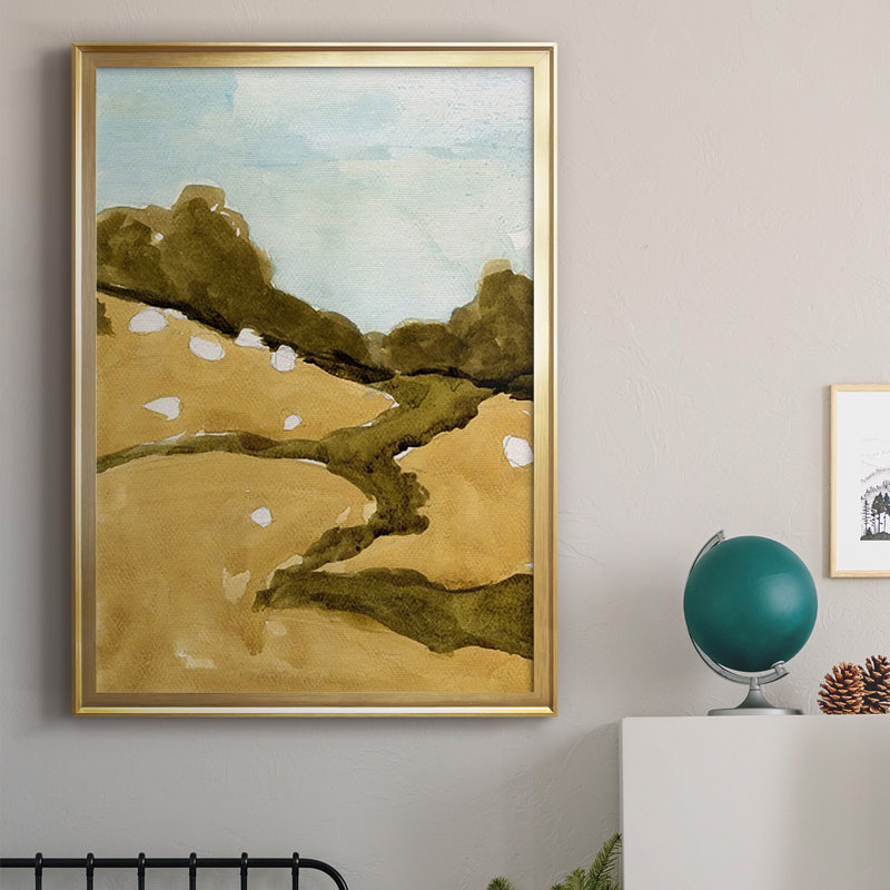 Reproduction encadrée de qualité supérieure Scattered Sheep II - prêt à être suspendu, H 24,5 po x l 18,5 po x P 1,25 po, Or