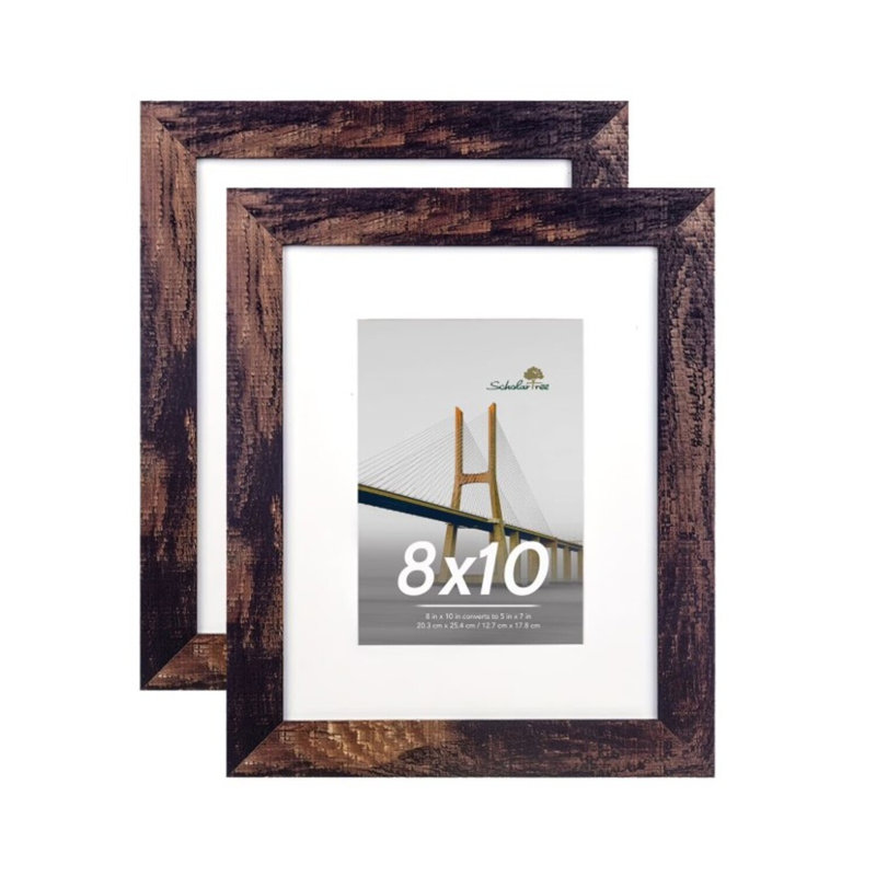 2-Pack Wooden Picture Frame Set, Front-Loading Design, Classic Basic Frames For Tabletop Display