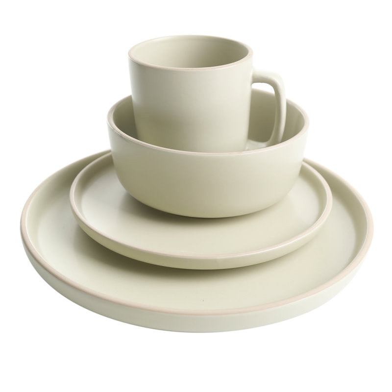 Pistachio Ceramic 16-Piece Dinnerware Set, Service for 4