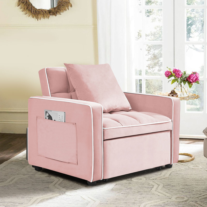 Villy Velvet Armchair, Pink Velvet