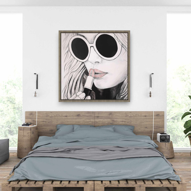 Incognito - Toile encadrée figurative rose pour la décoration intérieure