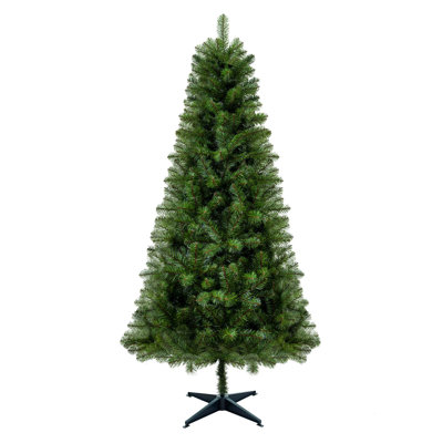 6FT Unlit Artificial Christmas Tree With 490 Tips, PVC Full Branches, Classic Holiday Tree With 4-Leg Plastic Stand For Indoor Home Decoration