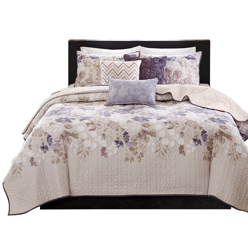 Literie Ezekiel, Courtepointe double / grand + 5 pièces supplémen, Taupe