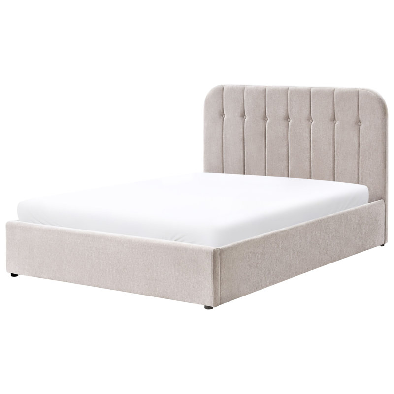 Upholstered Ottoman Storage Bed, Beige, European Double (140 x 200 cm)