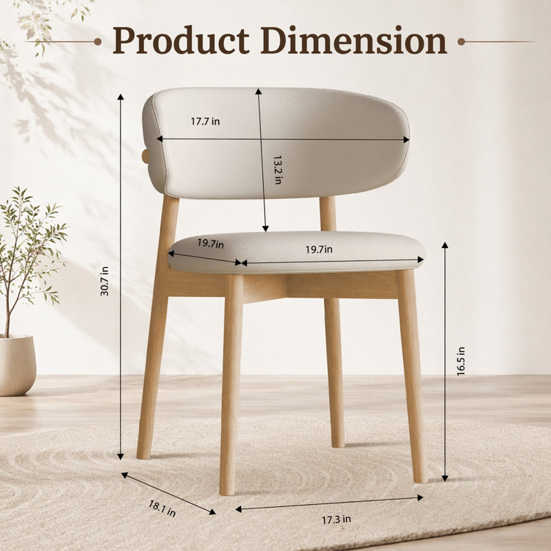 Mid-Century Modern wood feet Dining Chair (Set of 2) – Stylish Wooden Chairs for Dining Room, Kitchen, or Living Room, Comfortable & Durable, Easy to Assemble