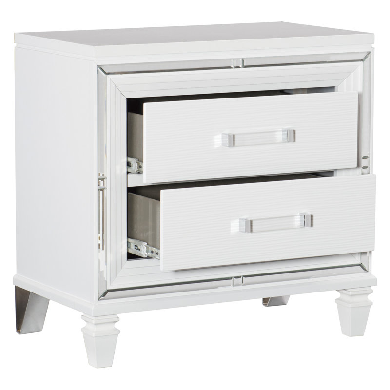 Table de chevet tendance avec meubles en acrylique et finition chic, Blanc