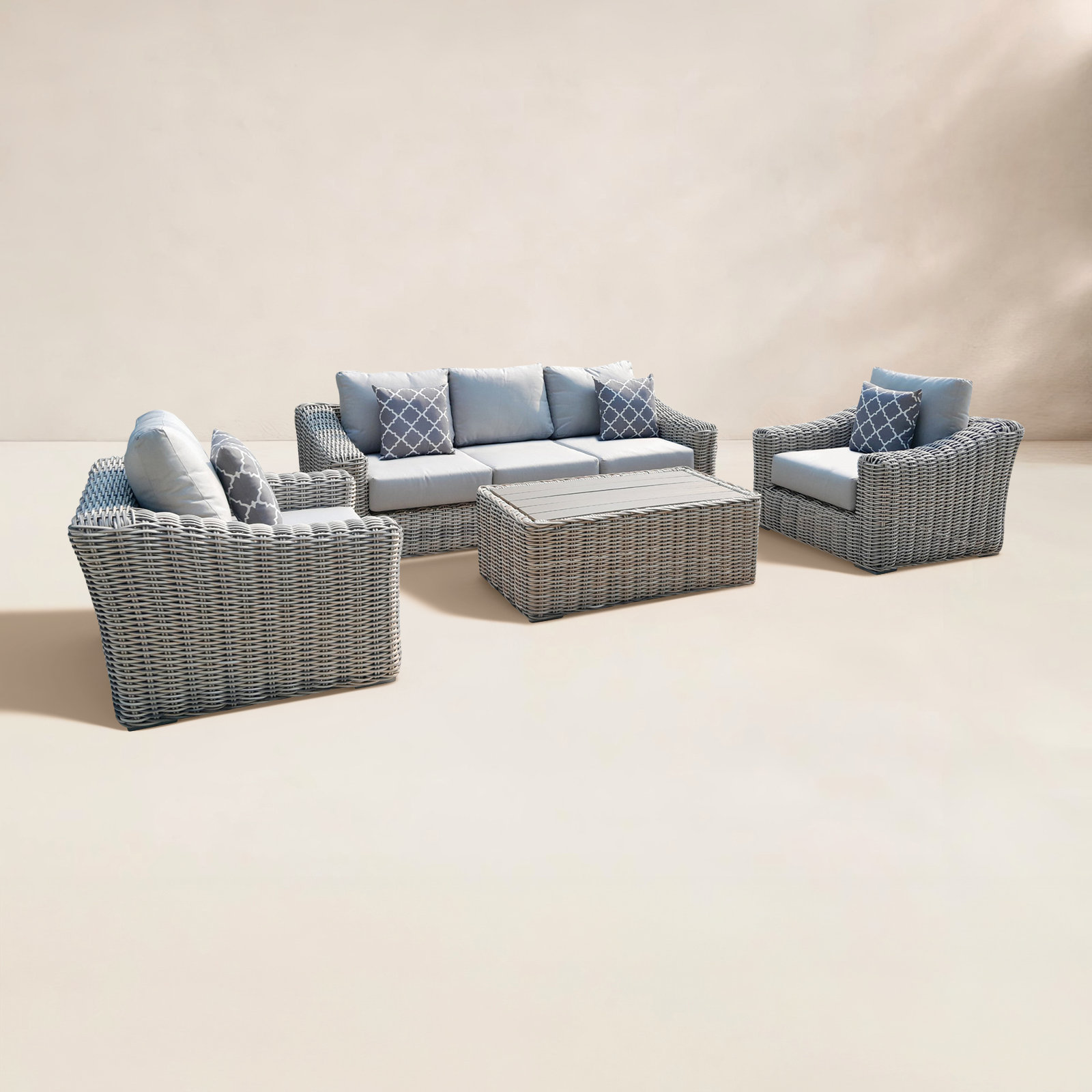 Sommer 5 - Person Patio Conversation Set with Cushions, Light Gray