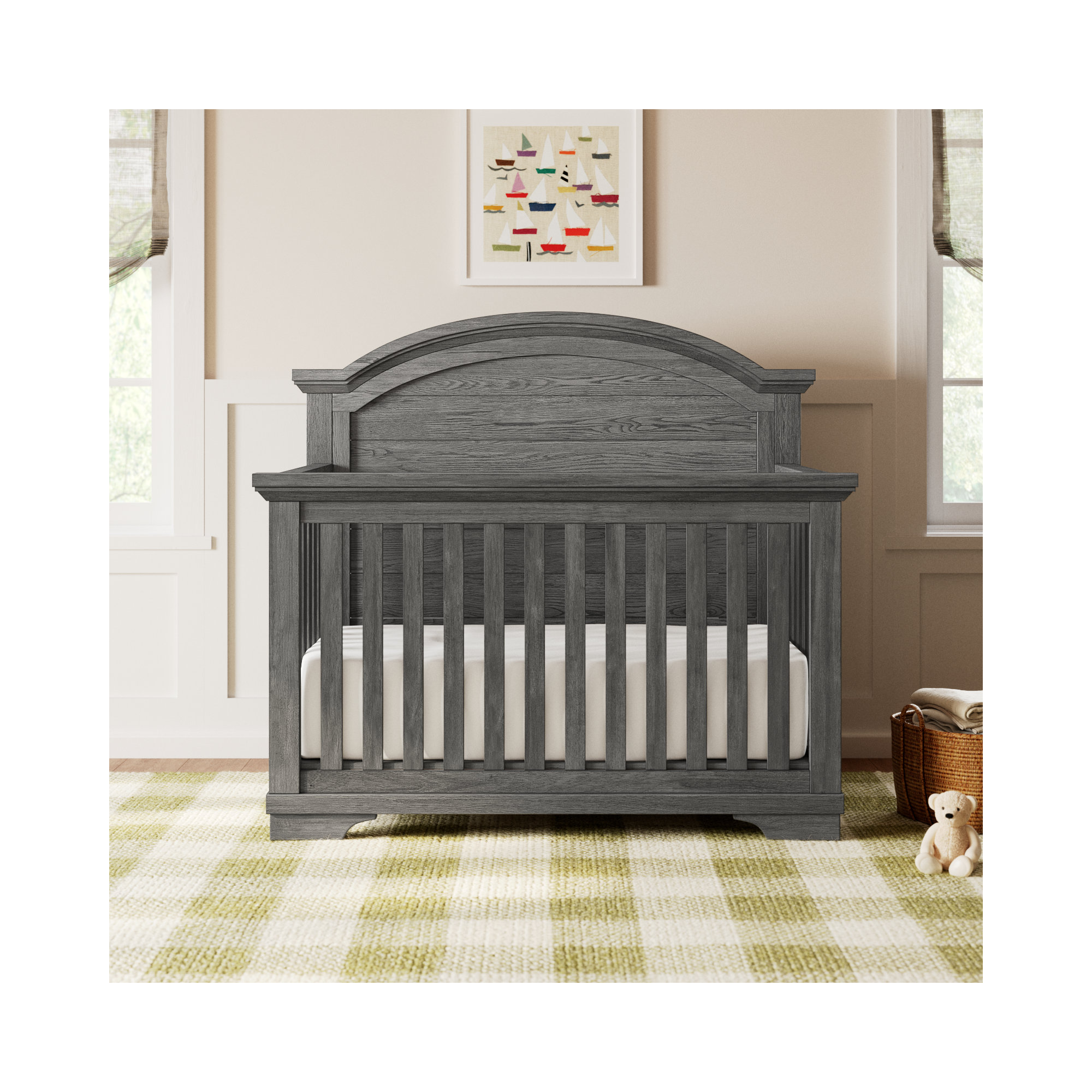 Danbury 4 -in-1 Convertible Crib, Brushed Pewter