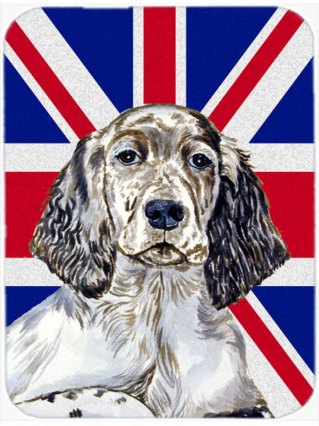 Caroline's Treasures Union Jack English Setter with English British Flag Glass Cutting Board
