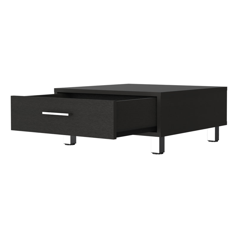 24" Kabul Coffee Table With Drawer, Black Wengue