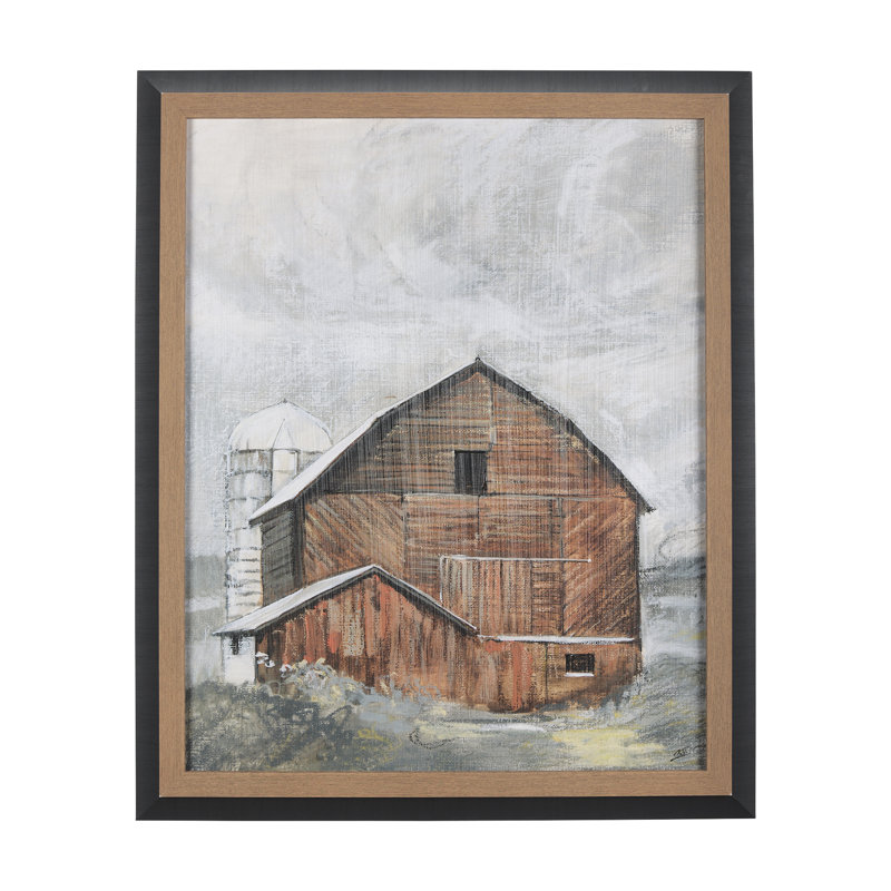 Old Barn I a Hand Embelished Textured Framed Art Print