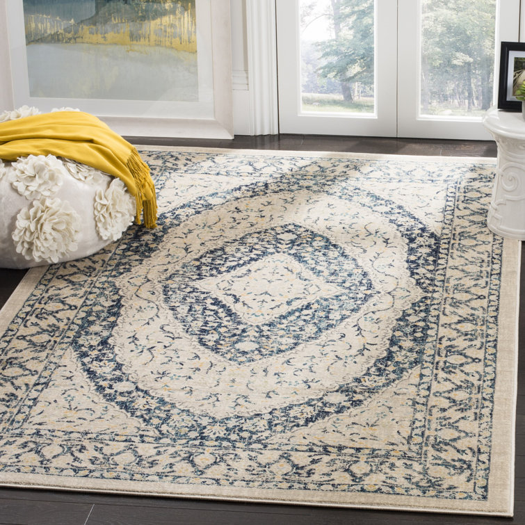 Annette Oriental Beige/Navy Area Rug