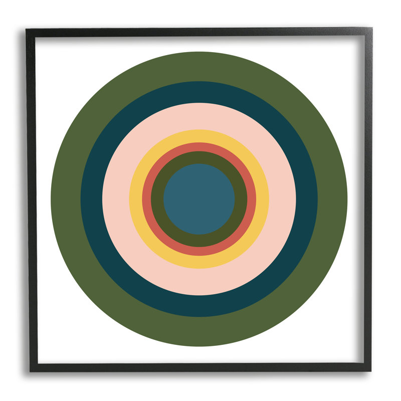 Cercles verts en sourdine, impression sur bois, Giclée encadrée noir minuit, H 17 po x l 17 po x P 1,5 po