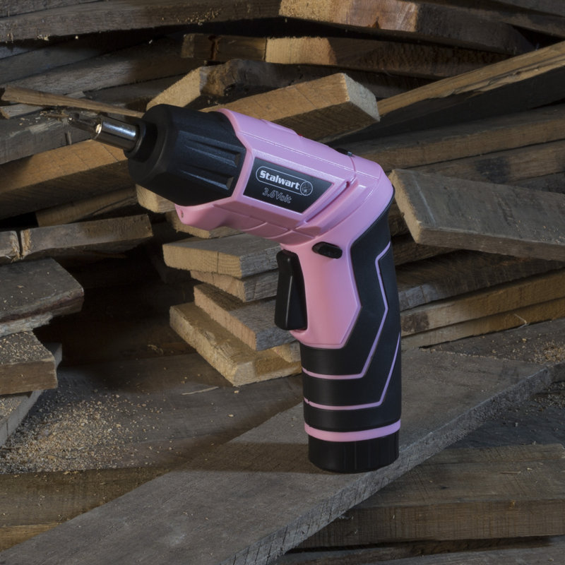 Stalwart 3.6 Volt Lithium Pink Screwdriver Set 45 Piece Pink Tool Set - Cordless Power Tool