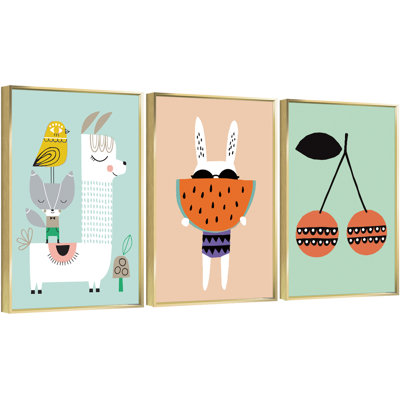 " Animals Aluminum Framed Wall Art " 3 - Pieces