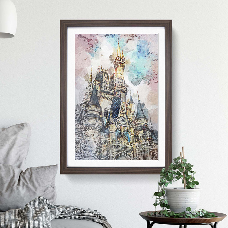 Magic Kingdom in Orlando Florida in Abstract - Framed Print, 91cm H x 60cm W x 2cm D, Walnut